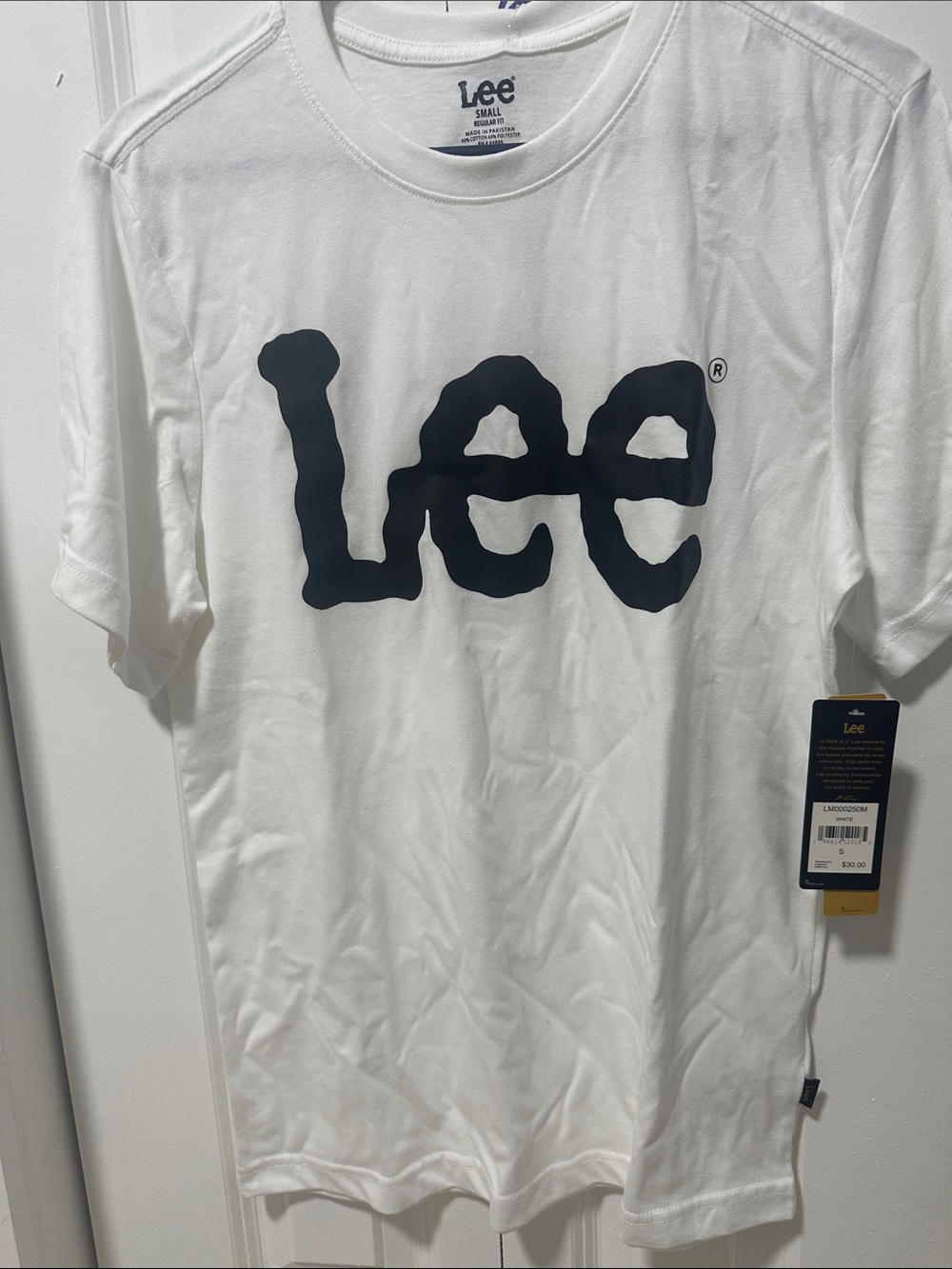 Lee White Short Sleeve Crewneck T-Shirt with Black Logo